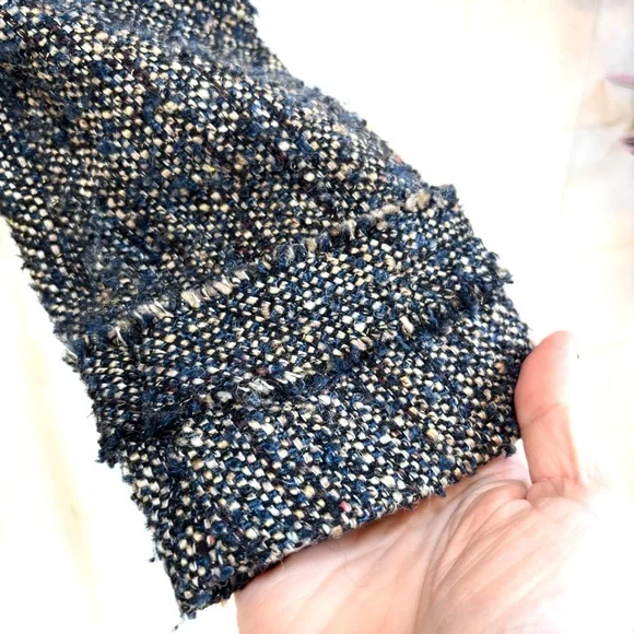 Willi Smith Black Cream Blue Tweed Size Large fits like Small Wool Blend Blazer - Picture 4 of 12